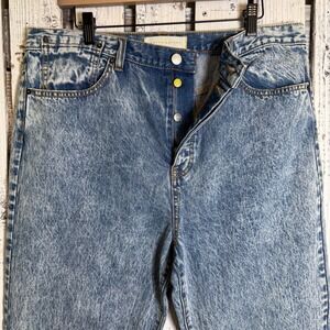 Happy Nature High Rise Straight Acid Wash Jeans Button Fly Women 32 Retro Grunge